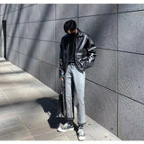 Wiaofellas-Men's Loose Russian PU Leather Jackets Casual Fashion Trend Outerwear Top Black Color Motorcycle Jackets Baseball Coats
