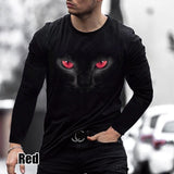 Wiaofellas Spring Autumn New Animal Printed Long Sleeve T-shirts Men's Tees Loose Fashion Casual Harajuku Y2K O-Neck Solid Top Male Clothes