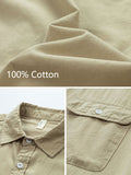 Wiaofellas Summer Chest Pockets Casual Shirts Men Short Sleeve Breathable Cotton Husband Workwear Solid Baggy Cargo Shirt Male Blouses