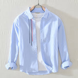 Wiaofellas 100% Cotton Long-sleeved Shirt Men Breathable Soft Refreshing Shirt Fashion Casual Simple Streetwear Cool White Shirts Men Top