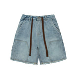 Wiaofellas Men Streetwear Hip Hop Fashion Loose Casual Drawstring Vintage Denim Jeans Shorts Male Japan Korean Trend Cargo Shorts Pants