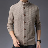 Wiaofellas Autumn and Winter Men's Knitwear Cardigan Jacket Trend Casual Thickened Sweater with Solid Color Button Knitted Sweater B143