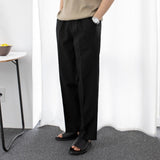 Wiaofellas Summer Linen Pants Men Fashion Oversized Wide Leg Pants Men Streetwear Korean Loose Straight Pants Mens Khaki Black Trousers