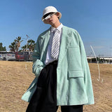 Wiaofellas Men's Fashion Corduroy Fabric Suit Jackets Leisure Korean Trend Coats Streetwear Loose 3 Color Western-style Clothes S-2XL