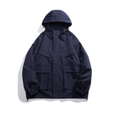Wiaofellas New Autumn Men's Waterproof Jackets Multiple Pockets Hooded Windbreaker Black Tactical Coats Fashion Oversized Techwear Clothes