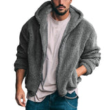 Wiaofellas Winter Wool Warm Zip Sweatshirts Hoodies Tops Men's Clothing Vintage Long Sleeve Hoody Hooded Furry Coats Fashion Pocket Jacket