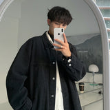 Wiaofellas Grey Blue Black Denim Jacket Men Fashion Retro Pocket Denim Jackets Mens Streetwear Hip-hop Loose Bomber Jacket Men Oversized