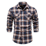 Wiaofellas Double Pocket Flannel Men Plaid Shirts Long Sleeve Social Business Shirts for Men Autumn Fashion Checkered Shirts Men