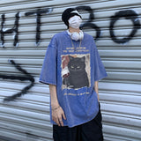 Wiaofellas Old Short Sleeve T-shirt Men's Summer American High Street Pure Cotton Half Sleeve T-shirt Fashion Label Clothing M-5XL