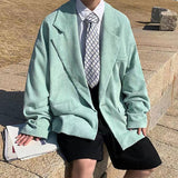 Wiaofellas Men's Fashion Corduroy Fabric Suit Jackets Leisure Korean Trend Coats Streetwear Loose 3 Color Western-style Clothes S-2XL