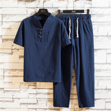 Wiaofellas Retro Chinese Style Zen Tea Shirts Pants Kung Fu Uniform  Medieval Viking Fashion Casual T-shirt Trousers Tang Suit Men Sets