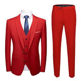 Wiaofellas 19 Color Fashion Men's Casual Business Suit 3 Pieces Set / Male Two Button Blazers Trousers Pants Vest Waistcoat