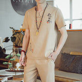 Wiaofellas Retro Chinese Style Zen Tea Shirts Pants Kung Fu Uniform  Medieval Viking Fashion Casual T-shirt Trousers Tang Suit Men Sets
