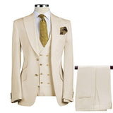 Wiaofellas Men Suit Blazer White Black Royal Blue Wedding Outfits Double Breasted Peaked Lapel Jacket Pants Vest Three Piece Slim Fit