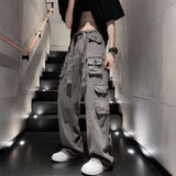 Wiaofellas Multipockets Straight Y2k Cargo Pants for Men Baggy Hip Hop Trousers Man Slacks Hiking Stacked Long High Quality Work Cheapest L