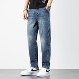 Wiaofellas Spring Summer New High Quality Cotton Jeans Retro Men Length Pants  Loose Straight Casual Men's Jeans Trendy Fashion Harem Pants