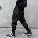 Wiaofellas Multi-pockets Ribbons Techwear Hip Hop Cargo Pants Men Harajuku Casual Tactical Trousers With Belt Korean Fashion Streetwear