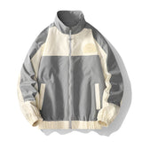 Wiaofellas  spring new men's jacket embroidery stitching couple stand-up collar coat high street style loose casual jacket
