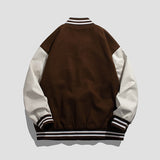 Wiaofellas American Retro Letter Flocking Embroidered Baseball Uniform Spring and Autumn Couple Loose Sleeve Color Matching Casual Jacket