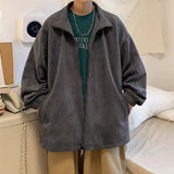 Wiaofellas Autumn and Winter New Vintage Coat Men's Korean Version Loose Collar Jacket Temperament Commuter Casual Street Top