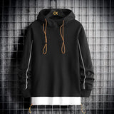 Wiaofellas Mens Fashion Colorblock Hoodie Spring Autumn Teenager Cotton Half Turtleneck Long Sleeve Versatile Sweatshirt Streetwear Men