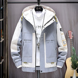 Wiaofellas Fashion Mens Hooded Jacket Japanese Streetwear Autumn Winter Jacket Men Hoodie Outwear Coat Patchwork Letter Jackets Top