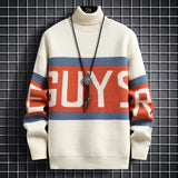 Wiaofellas Autumn and Winter New Men's Fashion Casual Assorted Printed Sweater Men's Casual Slim Thicken Warm High-Quality Sweater 3XL
