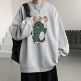 Wiaofellas Men's Oversized Hoodie Off White Autumn Hoodies Oversize for Men Funny  Dinosaur Print 5XL Man Casual Wear Hoody Male Sweatshirt