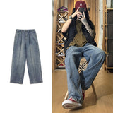 Wiaofellas Men's Streetwear Straight Casual Pants Baggy Homme Classic Cargo Pocket Jeans Fashion Trend Black/brown/blue Color Trousers