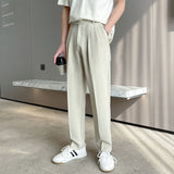 Wiaofellas Black / Apricot Business Casual Trousers Men's All-match Fashion Loose Suit Pants Four Seasons Loose Straight Wide Leg Trousers