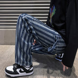 Wiaofellas Spring New Men's Blue Striped Baggy Jeans Korean Fashion Straight-leg Denim Wide-leg Pants Male Branded Trousers