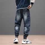 Wiaofellas Streetwear Fashion Ripped Jeans Men Retro Blue Loose Fit Casual Denim Cargo Pants Hombre Hip Hop Joggers Men Wide Leg Trousers