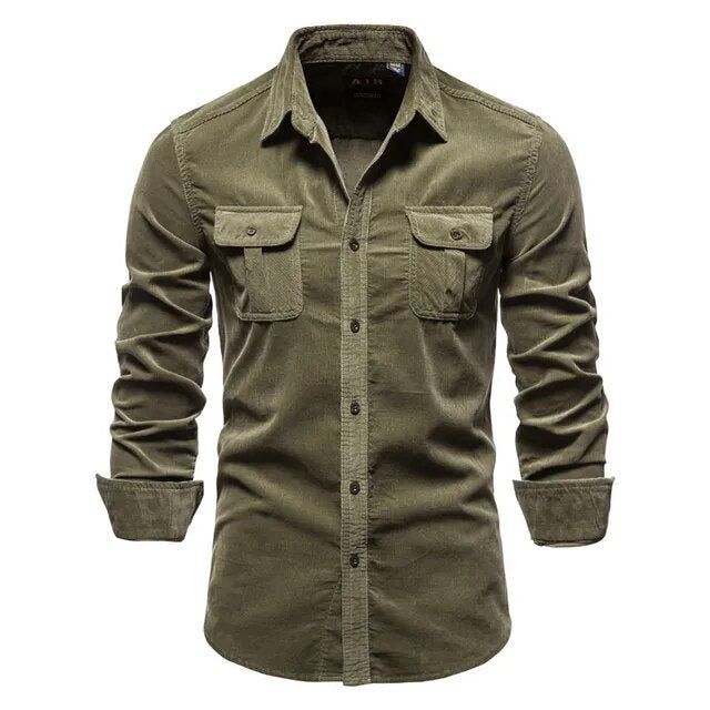 Wiaofellas Spring Corduroy Shirts Men Fashion Brand Japan Style Loose Solid Color Vintage Autumn Male Shirt Casual Long Sleeve Shirt Tops