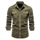 Wiaofellas Spring Corduroy Shirts Men Fashion Brand Japan Style Loose Solid Color Vintage Autumn Male Shirt Casual Long Sleeve Shirt Tops