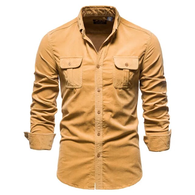 Wiaofellas Spring Corduroy Shirts Men Fashion Brand Japan Style Loose Solid Color Vintage Autumn Male Shirt Casual Long Sleeve Shirt Tops