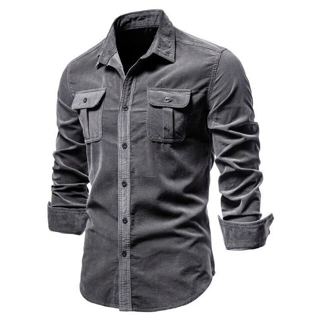 Wiaofellas Spring Corduroy Shirts Men Fashion Brand Japan Style Loose Solid Color Vintage Autumn Male Shirt Casual Long Sleeve Shirt Tops