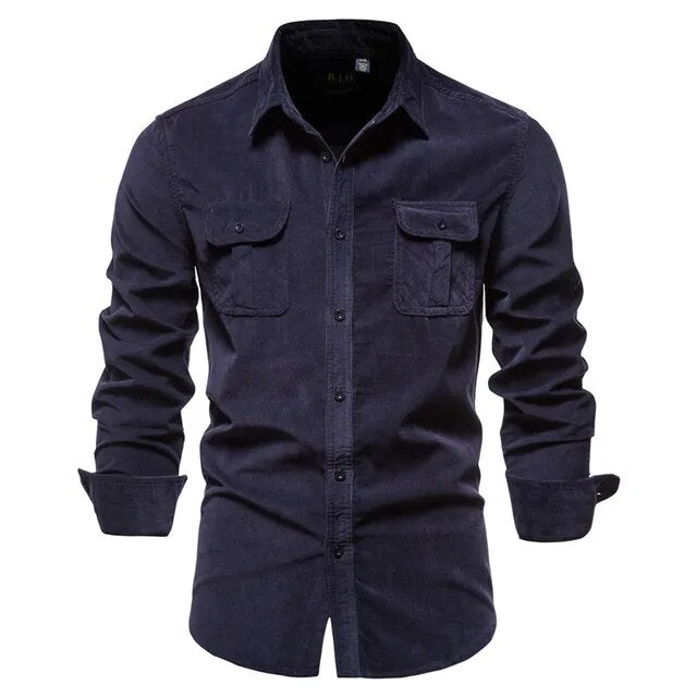 Wiaofellas Spring Corduroy Shirts Men Fashion Brand Japan Style Loose Solid Color Vintage Autumn Male Shirt Casual Long Sleeve Shirt Tops