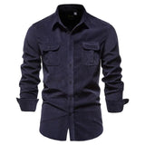 Wiaofellas Spring Corduroy Shirts Men Fashion Brand Japan Style Loose Solid Color Vintage Autumn Male Shirt Casual Long Sleeve Shirt Tops
