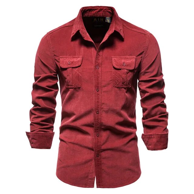 Wiaofellas Spring Corduroy Shirts Men Fashion Brand Japan Style Loose Solid Color Vintage Autumn Male Shirt Casual Long Sleeve Shirt Tops