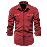 Wiaofellas Spring Corduroy Shirts Men Fashion Brand Japan Style Loose Solid Color Vintage Autumn Male Shirt Casual Long Sleeve Shirt Tops