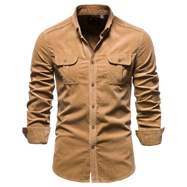 Wiaofellas Spring Corduroy Shirts Men Fashion Brand Japan Style Loose Solid Color Vintage Autumn Male Shirt Casual Long Sleeve Shirt Tops
