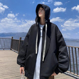 Wiaofellas Spring and Autumn New American Retro Casual Hooded Cardigan Sweater Men's Trend Loose Large Jacket Coat Zip-up Hoodie Clothing
