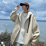Wiaofellas Spring and Autumn New American Retro Casual Hooded Cardigan Sweater Men's Trend Loose Large Jacket Coat Zip-up Hoodie Clothing