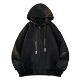 Wiaofellas Spring and Autumn New American Retro Casual Hooded Cardigan Sweater Men's Trend Loose Large Jacket Coat Zip-up Hoodie Clothing