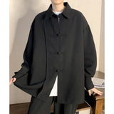 Wiaofellas Spring and Autumn Retro Modified Mao Suit Shirt Coat Men's Fashion Brand High Street Loose Versatile Top Jacket