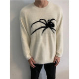 Wiaofellas Spring and autumn new imitation mink velvet spider jacquard sweater men loose couple sweater men clothing sweater