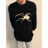 Wiaofellas Spring and autumn new imitation mink velvet spider jacquard sweater men loose couple sweater men clothing sweater