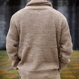 Wiaofellas Stacked Collar Sweater Men's Casual Round Neck Knitted Pullover Men's Pullover Knitted Wool Sweater Casual Pullover Sweater Coat