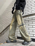 Wiaofellas Streetwear Pocket Design Men Jeans Cargo Pants Loose Plus Size Neutral Wide Leg Pants Harajuku Casual Denim Pants Gothic Y2K