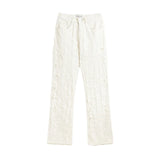 Wiaofellas Streetwear Y2K Tassel Fringe Hole Baggy Jeans Men's White Black Straight Casual Denim Trousers Unisex Loose Oversized Cargos